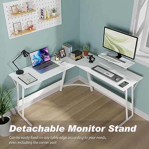 Image of PayLessHere L Shaped Desk Corner Gaming Desk Computer Desk with Large Desktop Studying and Working and Gaming for Home and Work Place,White