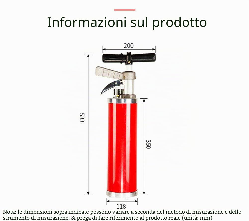 Pompa di pulizia per tubi di scarico, pompa di pulizia multifunzione 0,7 MPa, potente pompa di scarico per tubo di diametro 30 – 130 mm, WC, bagno, doccia, cucina