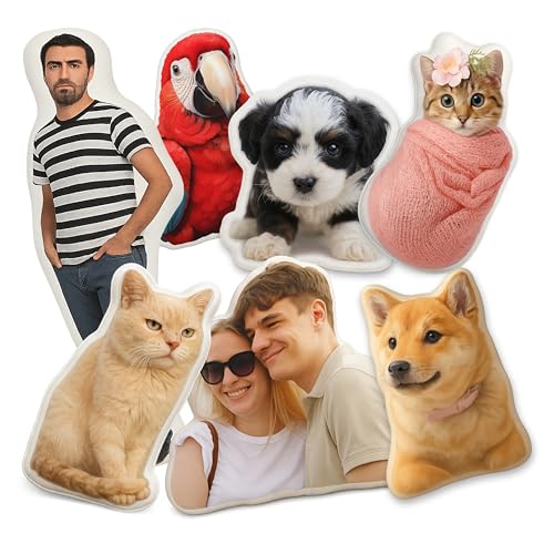 bccpnl Custom Pet & Person Pillow with Photo – Personalized Dog, Cat & Funny Couple Photos, Room Decor, Boyfriend & Girlfriend, Soft Anime Body Decorative Pillow.