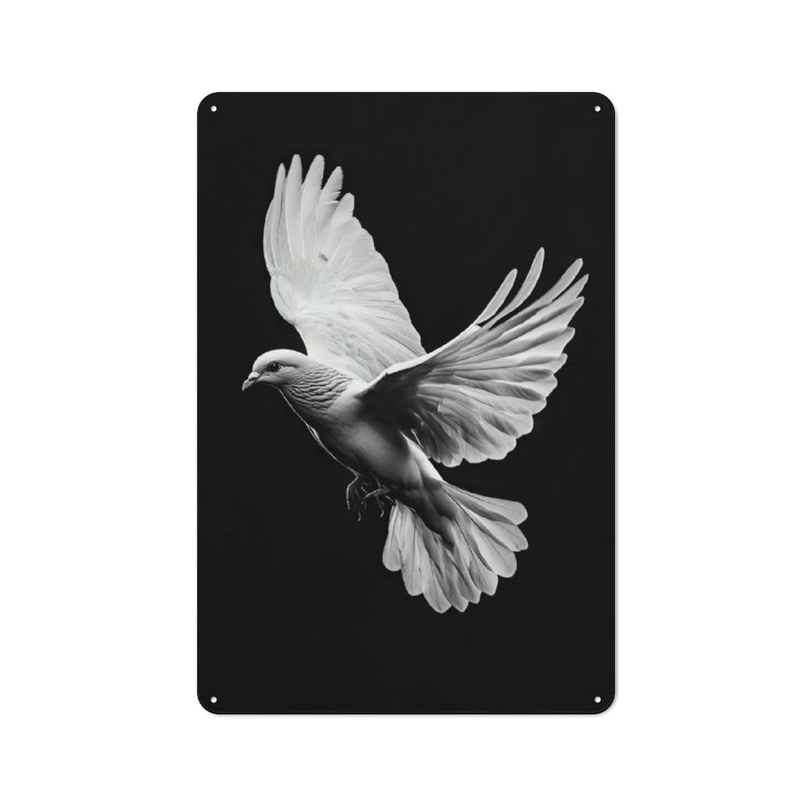 Junmoney White Dove In Flight For Bar Or Restaurant, Retro Metal Plaque 30X20cm, A Decorative Christmas Gift For Hospitality Decor Collectors