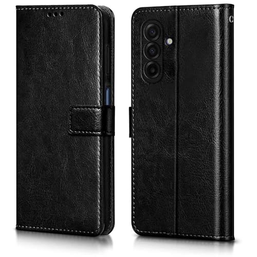 Image of WOW IMAGINE Shock Proof Flip Cover Back Case Cover for Samsung Galaxy M17 5G | A17 5G | F17 5G (Flexible | Leather Finish | Card Pockets Wallet & Stand | Black)