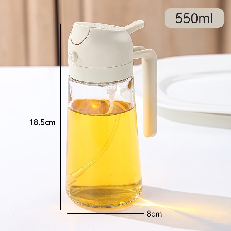 BELLICCIO Set di 2 Dosatore per Olio e Spray Anti-Goccia – 550ml, per Cucina e Ricette Gourmet, Perfetto per Friggitrice ad Aria, Facile da Usare e Pulire