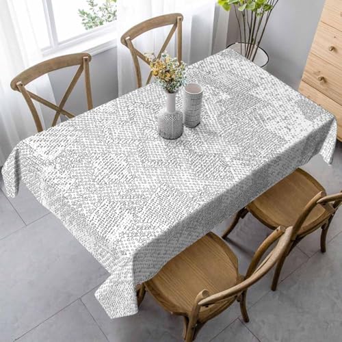 Tizhweqo Mantel Mesa Rectangular Geométrico Abstracto, Manteles Antimanchas Gris, 3D Impresión Mantel Impermeable Lavable para Cocina Salón Comedor, 100x140 cm Q.P2173