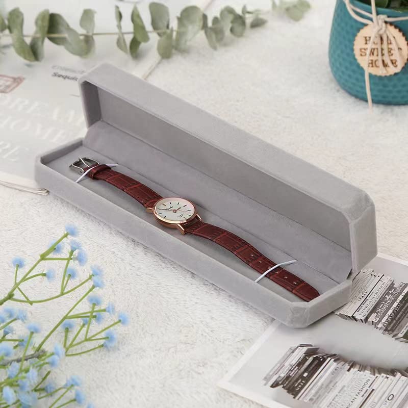 Image of 1Pc 22*5.5*3.5cm Small Grey Velvet Bracelet Gift Boxes for Presents Bracelet Box Gift Bracelet Box Bulk Long Bracelet Box Packaging Jewelry Box Gift Box for Neckalce for Earrings Chain Gift Box
