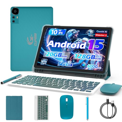 Android 13 Tablet 10 Inch, 2024 Newest 12GB RAM+128GB ROM/1TB Expandable Tablets PC, 2 in 1 Tablets with Keyboard, Quad-Core 2.0