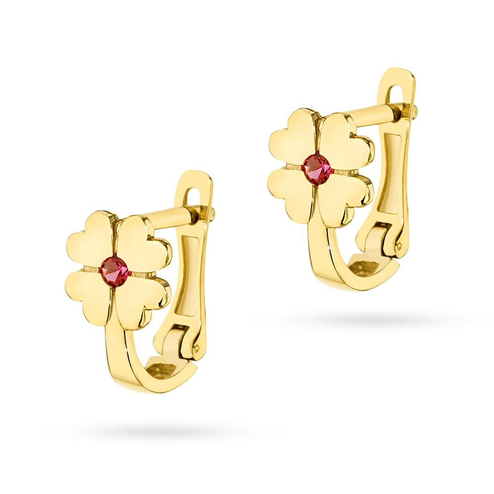 MARKO Ohrringe Gold 333 Damen – Echtgold 8K mit Zirkonia, Blumen Ohrringe, Gelbgold mit englischem Verschluss, elegant & feminin, Schmuck mit farbigen Steinen