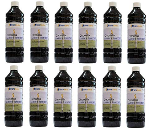 12 x Transtools Insect Repelling Citronella Lantern, lamp and Torch Oil - 1 Litre