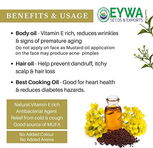 Image of Organic Black Mustard Oil (2 Liter) Cold Pressed /Wood Pressed Oil | sarso /Mustard kachi Ghani ka tel by (Suhani) EYWA