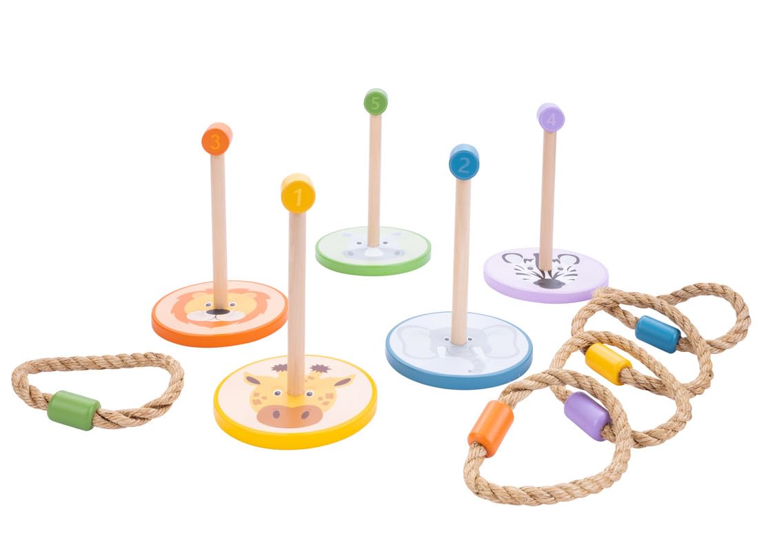 Engelhart - 604020 - Throwing rings game - Animals and colours - wooden and rope skill game - Age 3+, Toss Ring Game, Medium - Image 2