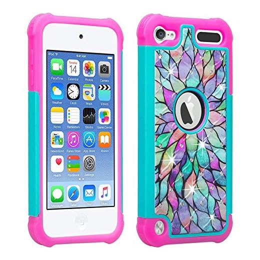 Wydan Compatible iPod Touch Case, Studded Hybrid Bling Diamond Shockproof Cover for Girls Kids - iPod Touch 7th, 6th, 5th Gen Generation Cover