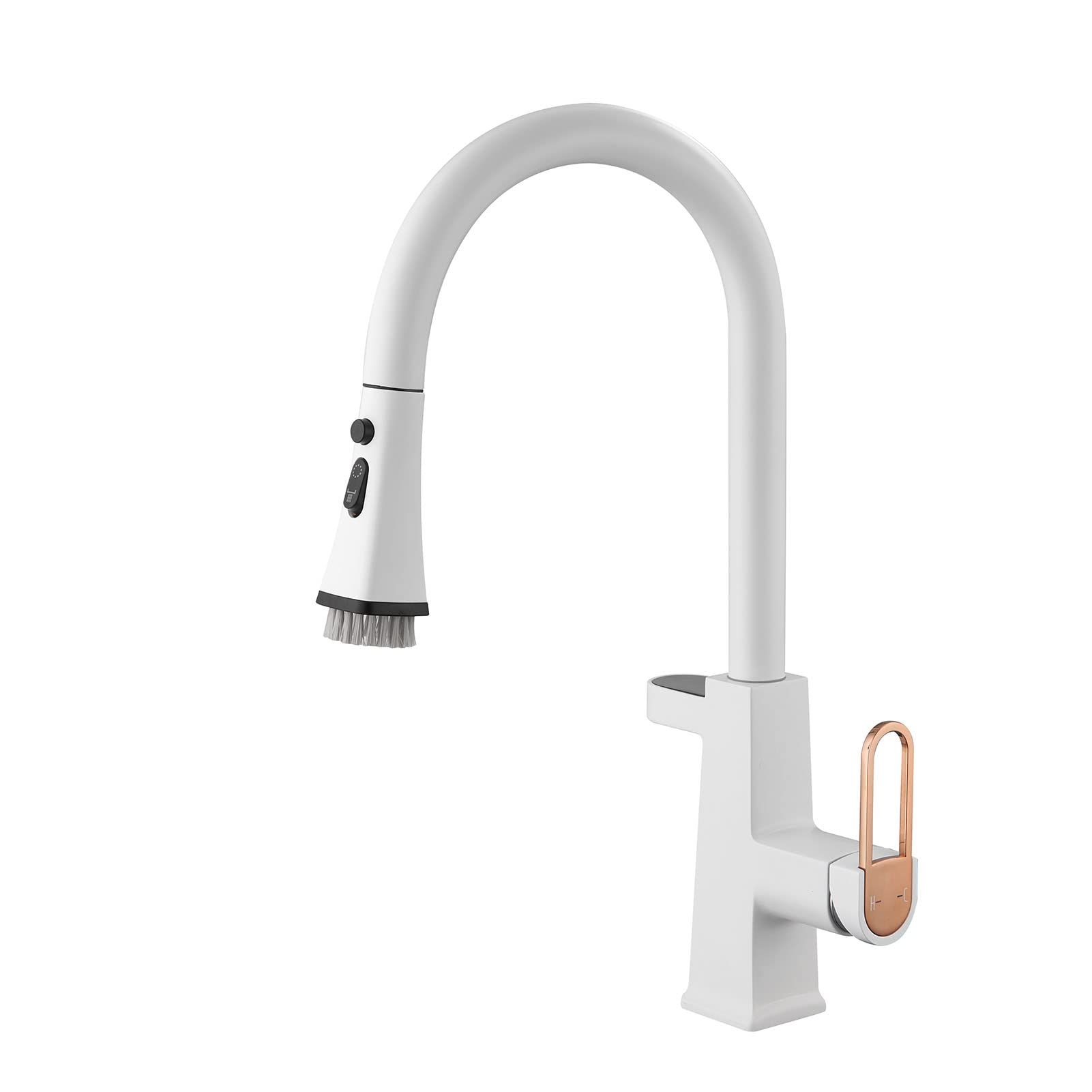 Robinet d'eau de cuisine blanc en laiton avec douchette extractible moderne