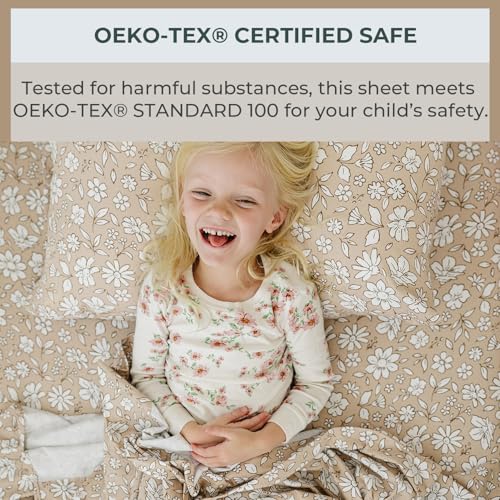 Image of Pobibaby Twin Sheet Set Kids, 3-Piece, Cotton Blend (Meadow) | Kids Bed Sheet Set, 3-Piece, Fitted Sheet, Flat Sheet, Pillowcase, Cotton Blend, Deep Pockets, Soft, Machine Wash, Seasons