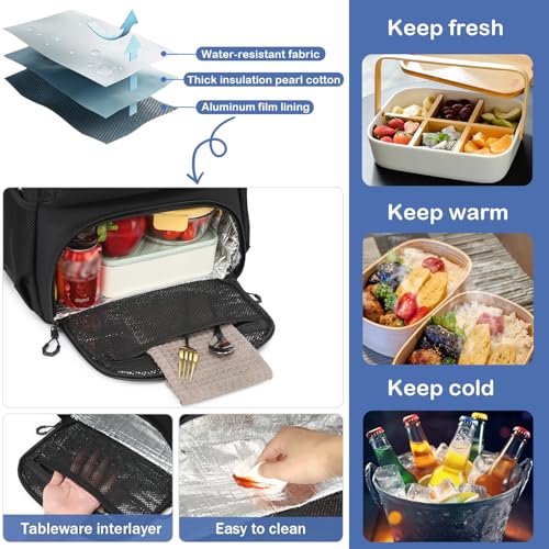 Laptop Lunch Backpack for Men, 40L Large Capacity Waterproof Insulated Cooler Backpack with USB and Lunch Box Compartment, RFID Laptop Work Backpack for Work, Travel, Picnic2