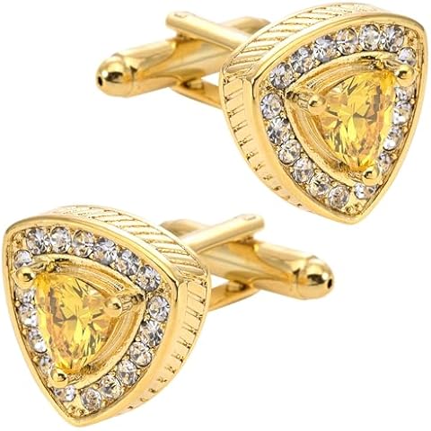 Jonwo Elegant Yellow Triangle Cufflinks Cover