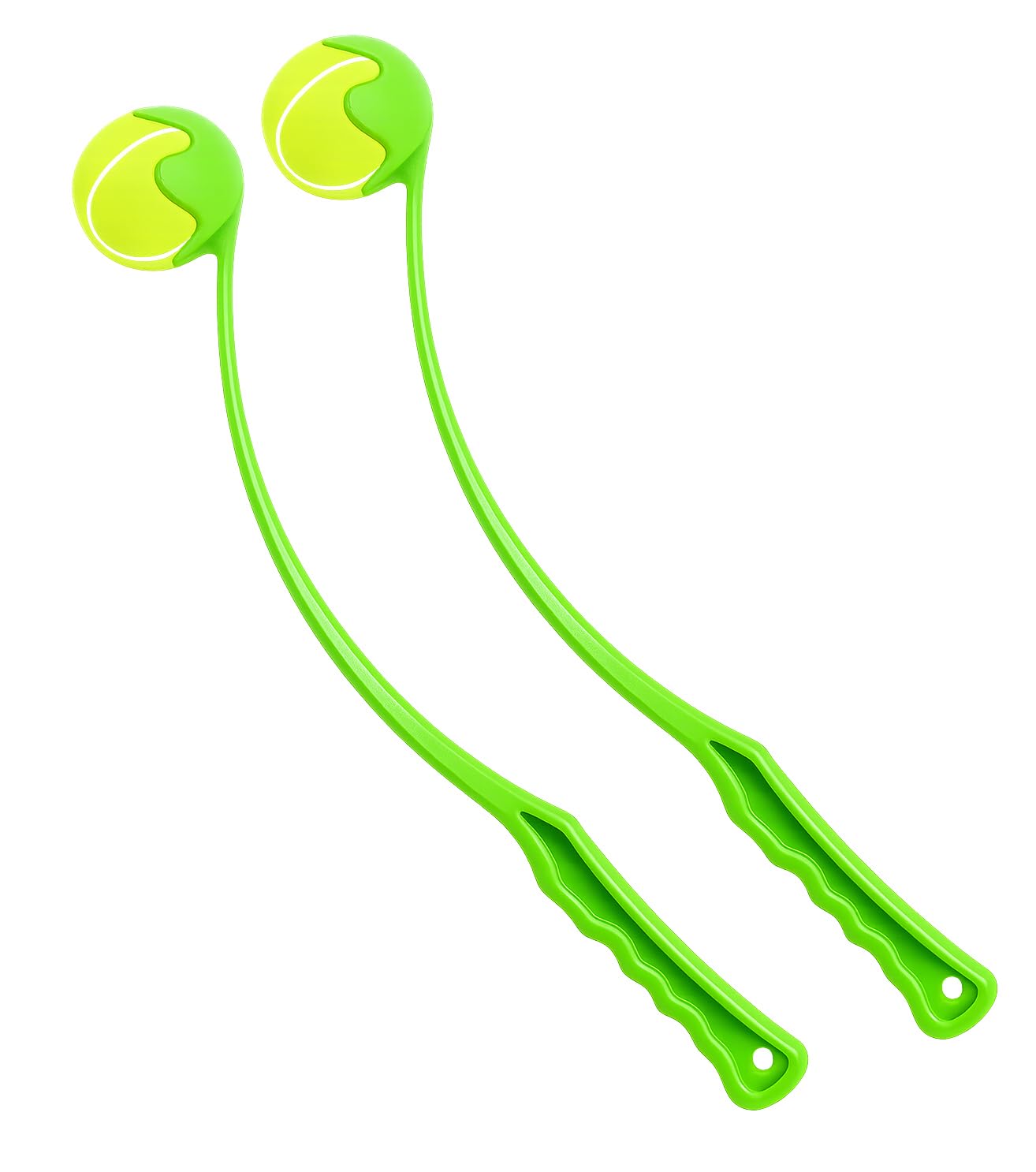Best House Dog Ball Launcher Thrower Dog Toy, Tennis Ball Hands Free Pick Up and Throw Play and Great Fun for Dogs Puppy Exercise & Training (Green, Pack of 2)