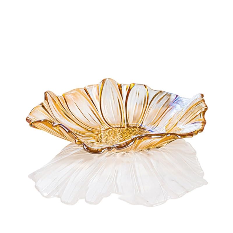 Plato decorativo de cristal con forma de flor para cocina, sala de estar, mesa de comedor, cesta de almacenamiento creativa para pan y aperitivos