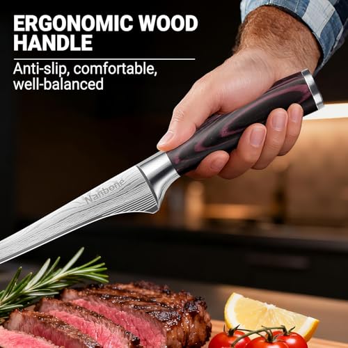 Nanbone Boning Knife 8 Inch Super Sharp Fillet Knife High Carbon Stainless Steel Kitchen Knife with Wooden Handle, Chinese Boning Knives for Meat Poultry Chicken Deboning Knifes - image 7