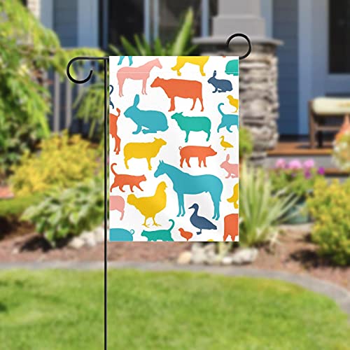 Drapeau de jardin double face lapin et cochon décoration extérieur polyester - 5