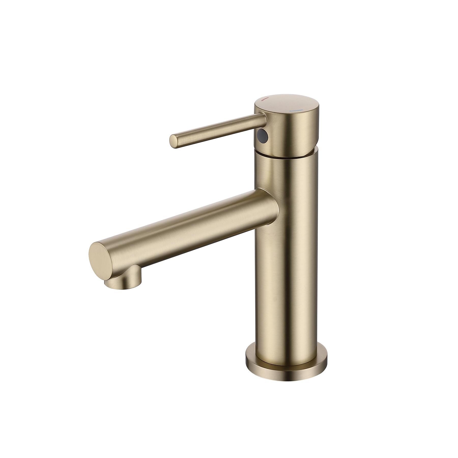 Techzm Basin Taps Mixer Brushed Gold Bathroom Sink Mixer Tap Modern Cloakroom Faucet Single Lever Mono Lavatory Vessel Faucet