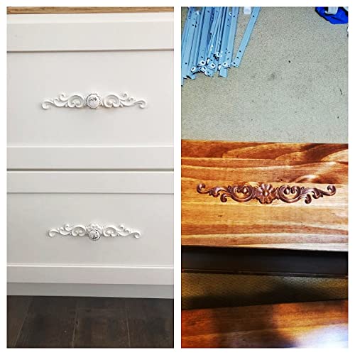 MUXSAM 4pcs 16 * 3cm Holz Skulptur Lang Corner Flourish Applique Blumenmuster Möbel Deko Europäischer Stil