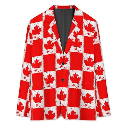 Canada Canadian Flag Mens Suit Jacket Lapel Blazers V Neck Button Business Coat Tuxedo for Wedding Party3
