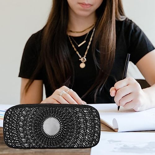 Fionel Sky-Through-A-Wrought-Iron-Dome Pu Leather Quad Pen Case Zipper Pencil Pouch Holder For Pens Case Office Storage Box Organizer Pen Bag(8×1.5×3.5 In) #TOP4