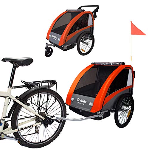 TIGGO World Convertible Jogger Remorque à Vélo 2 en 1, pour Enfants BT603-D04 Orange