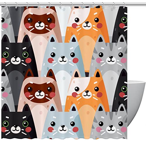 Rideau de douche chat mignon pour une salle de bain joyeuse