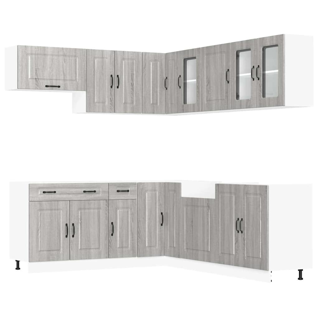 Set 11 Mobili da Cucina Componibili Kalmar Grigio Sonoma