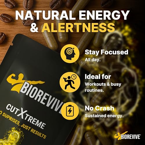 Biorevive Cutxtreme Thermogenic Fat Burner Supplement 780mg Vegan Capsules with L-Carnitine, Green Tea, B Vitamins and Caffeine Energy, Metabolism and Focus Support, Pre Workout for Men and Women - Image 4