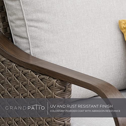 Grand Patio 4-Piece Outdoor Conversation Set, Swivel Rocking Chairs, Coffee Table, Patio Wicker Furniture Steel, Resin Wicker, Ponce Harbor Dark Brown #TOP4