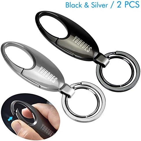 2 PCS of Fashionable Carabiner Keychain, Car Key Ring for Men and Women - Black and Silver