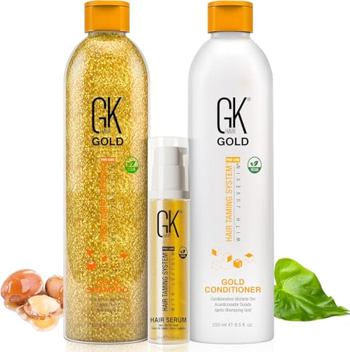 GK HAIR Global Keratin Gold Shampoo Conditioner Hair Moisturizing Shine and Protection With Argan Oil, Shea Butter, Natural Oils All Hair Types
