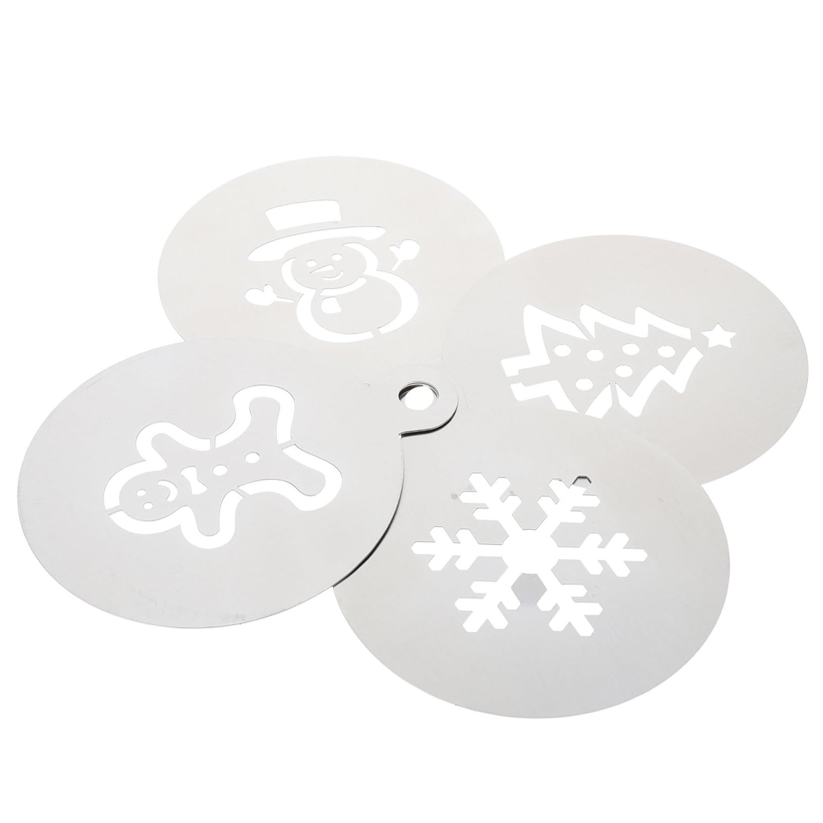 PRETYZOOM 3 Juegos Colador De Glaseado Navideño Café Plantillas Navidad Latas De Pastel De Números Cajas De Pastel Plantillas Para Decorar Cafe Decoraciones Acero Inoxidable Silver 4 Uds * 3