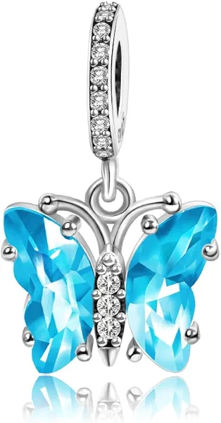Butterfly Charms Fits Pandora Bracelets S925 Sterling Silver Charms for Bracelets with Multcolors 5 A Cubic Zirconia Christmas Birthday DIY Bead Bracelets Necklace Pendent Charms for Women