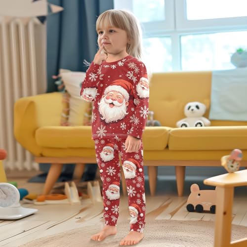 Pigsaly Pajama Set 2 Piece Christmas Santa Claus Laugh Snowflakes Pajama Sets Long Sleeve Pjs Sleepwear 4T4