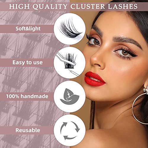 Cluster Lashes QUEWEL 72 Pcs Wide Stem Individual Lashes C/D Curl 8-16mm Length DIY Eyelash Extension False Eyelashes Soft for Personal Makeup Use at Home (natural03-C-10) - Image 4