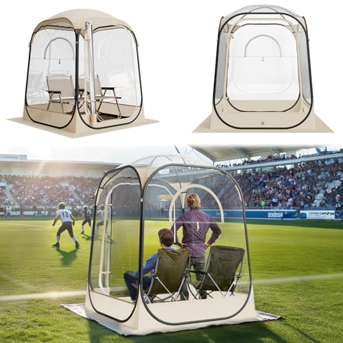 VEVOR Pop Up Sports Tent, 50x50x66.9 Instant Weather Proof Clear Tent for 2 Person, Portable Foldable Dome Shelter with Removable Floor Mat & Top Cover, for Watching Sports Events, Camping, Fishing