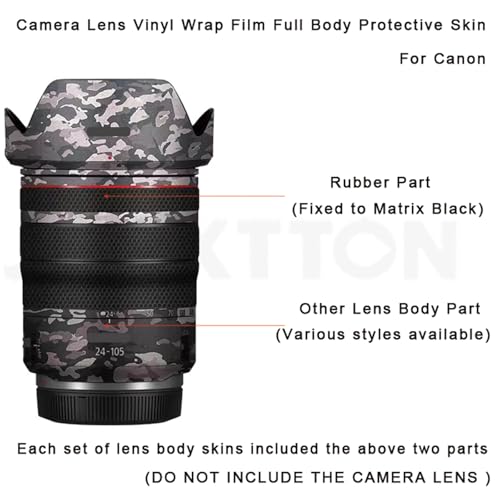 Piel Protectora para Lente de Cámara Canon RF 24-105mm F4 L IS USM - Adhesivo Decorativo Resistente al Desgaste (Camo Sombra Negro) miniatura 3