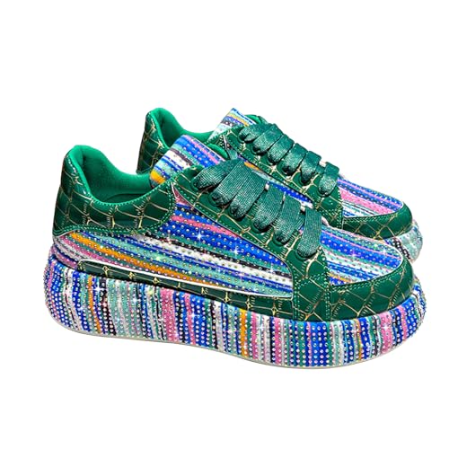 Women Sneakers Woman Luxury Platform Women Trainers Rhinestone Fashion Casual Shoes for Women Sneakers, Comfort Bling Shoes Fashion Shiny Walking Shoes