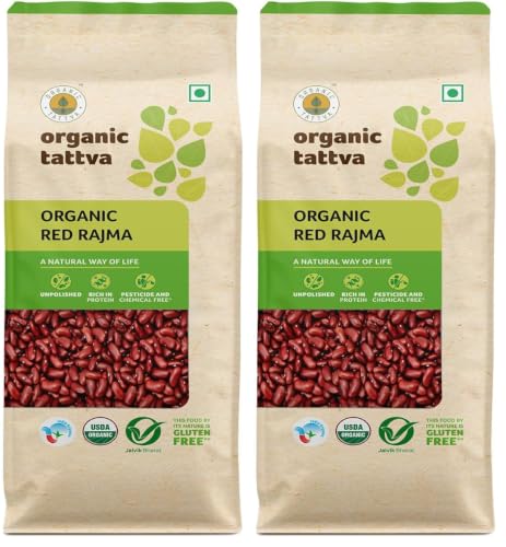 Image of Organic Tattva Red Rajma 500g | Premium Whole Kidney Beans for Curry & Daily Meals | Protein-Rich Pulses for Indian Cooking (Pack of 2)