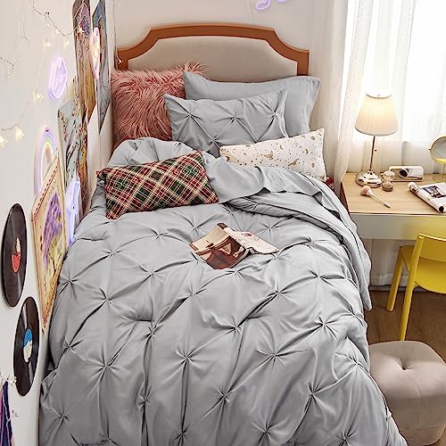 Bedsure Twin Xl Comforter Set With Sheets - 5 Pieces Twin Xl Bedding Sets, Pinch Pleat Grey Bed In A Bag With Comforter, Sheets, Pillowcase & Sham, Kids Bedding Set #TOP2