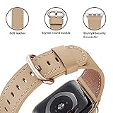 WFEAGL Compatible iWatch Band 40mm 38mm, Top Grain Leather Band with Gold Adapter (Same as Series 5/4 with Gold Stainless Steel Case in Color) for Series 5/4/3/2/1(Camel Band+Gold Adapter)