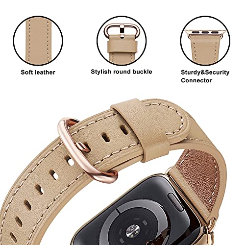 WFEAGL Compatible with Apple Watch Band 41mm 40mm 38mm 42mm(series 11 10) Women, Top Genuine Leather Band for iWatch SE 3 2 1 & Series 11 10 9 8 7 6 5 4 3 2 1