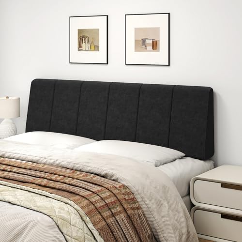 Liiwepo Queen Size Headboard Only-No Assembly Upholstered Headboard Queen Size Linen Fabric Modern Style Headboards Extra-Thick Black