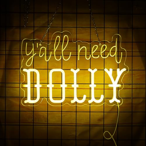 Image of Y'all Need Dolly Neon Sign,Dolly Light Up Sign,For Wall Decor Home Decor USB Powered Christmas Birthday Gift