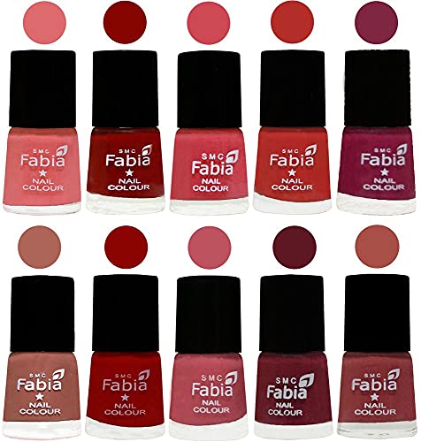 Image of SMC Fabia ALL IN ONE (PACK OF 10), Long Lasting Glossy Nail Polish, 6 ml Each, All Vibrant Colours,02340