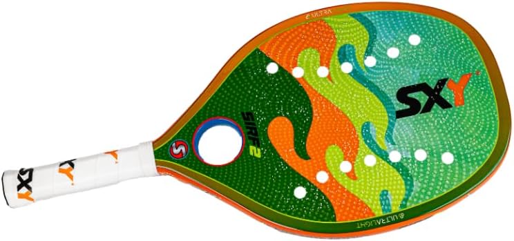 Orange Sirf 2 Sexy Brand Beach Tennis Paddle - High-Performance G-Carbon Face & Frame, Mid Soft EVA Core, SXY Power ORB & Convex LZR Hole System - Perfect for Beginners to Advanced Players
