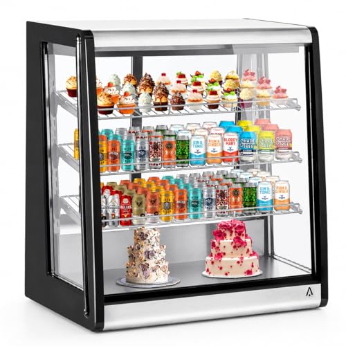 Image of Display Refrigerator 7 Cu. Ft Countertop Commercial Cake Display Case, LED Lighting, Double-Layered Glass Door, Adjustable Shelves, Pastry Cooler Merchandiser for Bakery Cafe Restaurant Food Showcase
