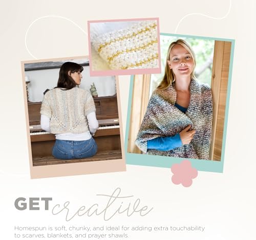 Miniatura 5 de Lion Brand Yarn Homespun - Ovillo de lana voluminoso color negro, 3 unidades